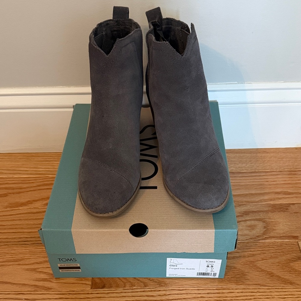 TOMS Charcoal Suede Ankle Boots